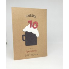 70th Black Beer Birthday Card for a Special Dad