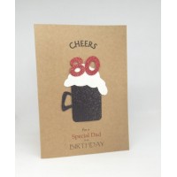80th Black Beer Birthday Card for a Special Dad