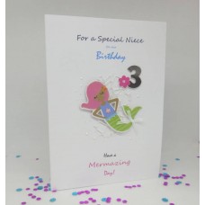 Mermaid 3rd Birthday Card for a Special Niece