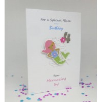 Mermaid 4th Birthday Card for a Special Niece