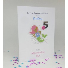 Mermaid 5th Birthday Card for a Special Niece