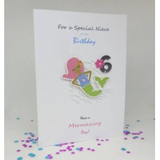 Mermaid 6th Birthday Card for a Special Niece