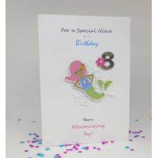 Mermaid 8th Birthday Card for a Special Niece