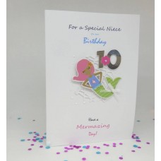Mermaids 10th Birthday Card for a Special Niece