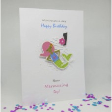 Mermaid Happy 1st Birthday card