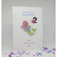 Mermaid Happy 2nd Birthday card