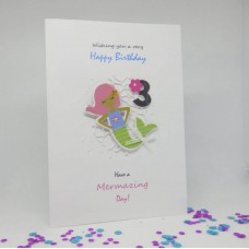 Mermaid Happy 3rd Birthday card