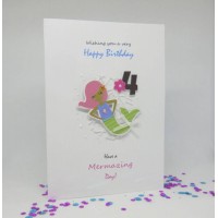 Mermaid Happy 4th Birthday card