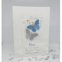 Mother's Day Card Glitter Butterflies for Mam