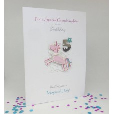 Unicorn 5th Birthday card for a Special Granddaughter