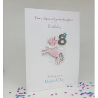 Unicorn 8th Birthday card for a Special Granddaughter