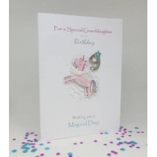 Unicorn 9th Birthday card for a Special Granddaughter