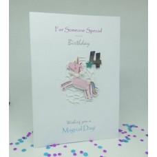 Unicorn 4th Birthday card for Someone Special