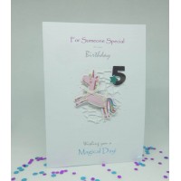 Unicorn 5th Birthday card for Someone Special