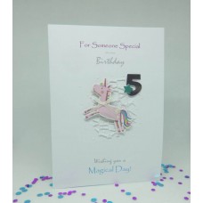 Unicorn 5th Birthday card for Someone Special