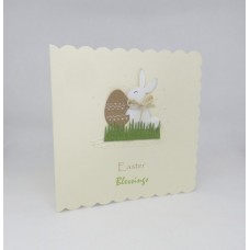 Easter Card Bunny with Kraft Egg Easter Blessings