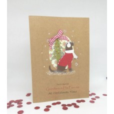 Hopeful Hound Christmas Card for Grandson & Fiancee