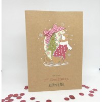 Hopeful Hound Christmas Card for 1st Christmas as Mrs & Mrs