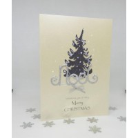 Glitter Festive Tree Christmas Card Merry Christmas