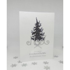 Glitter Festive Tree Christmas Card for Grandson & His Wife