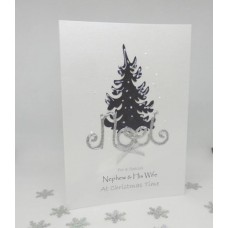 Glitter Festive Tree Christmas Card for Nephew & His Wife