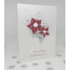 Glitter Poinsettia Christmas Card for Mam