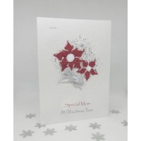 Glitter Poinsettia Christmas card for Mum