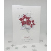 Glitter Poinsettia Christmas Card for My Wife