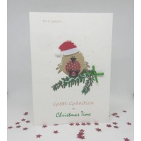 Resting Robin Christmas Card for Great-Grandson
