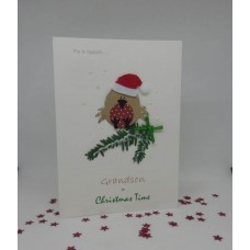 Resting Robin Christmas Card for Grandson