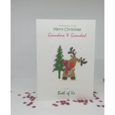 Rudolph Reindeer Christmas Card for Grandma & Grandad From Both of Us