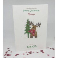 Rudolph Reindeer Christmas Card for Nanna From Both of Us