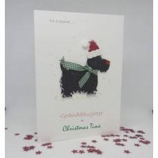 Snowy Scottie Christmas Card for Granddaughter