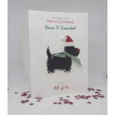 Snowy Scottie Christmas Card for Nana & Grandad from All of Us