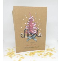 Rustic Festive Tree Christmas card for Mam & Dad